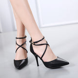 White Strappy Heels Stiletto Sandals Summer OL Work Shoes