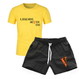 Vlone T Shirts & Shorts 2 Piece Set Men'S Sports Round Neck T-Shirt Shorts Set