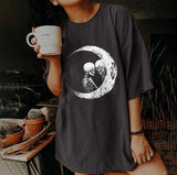 Valentine's Day T Shirt Large Size Clothes Short Sleeve Moon Print T-shirt Summer