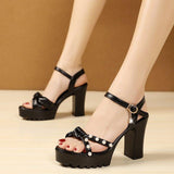 High Heels Slippers Summer Peep Toe High Heel Pearl Ankle-Strap Buckle Fashion Casual Shoes