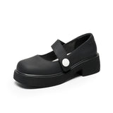 Mary Jane Shoes Retro French Women'S Round Toe Leather Shoes