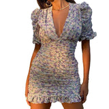 Homecoming Dresses Summer Fashion V-neck Skirt Pleated Dress for Women