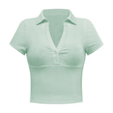 Coachella Music Festival Outfits Solid Color Summer Women's Retro Short Sleeve T-shirt