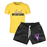 Vlone T Shirts & Shorts 2 Piece Set Men'S Short Sleeve Sports Beach
