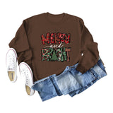 Merry and Bright Sweatshirts Women Autumn and Winter Long-Sleeved Shirt