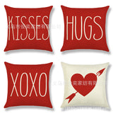 Valentine's Day Pillow Covers 4 Piece Random Styles Together, Home Decoration Red Letter Office Waist Cushion Cover