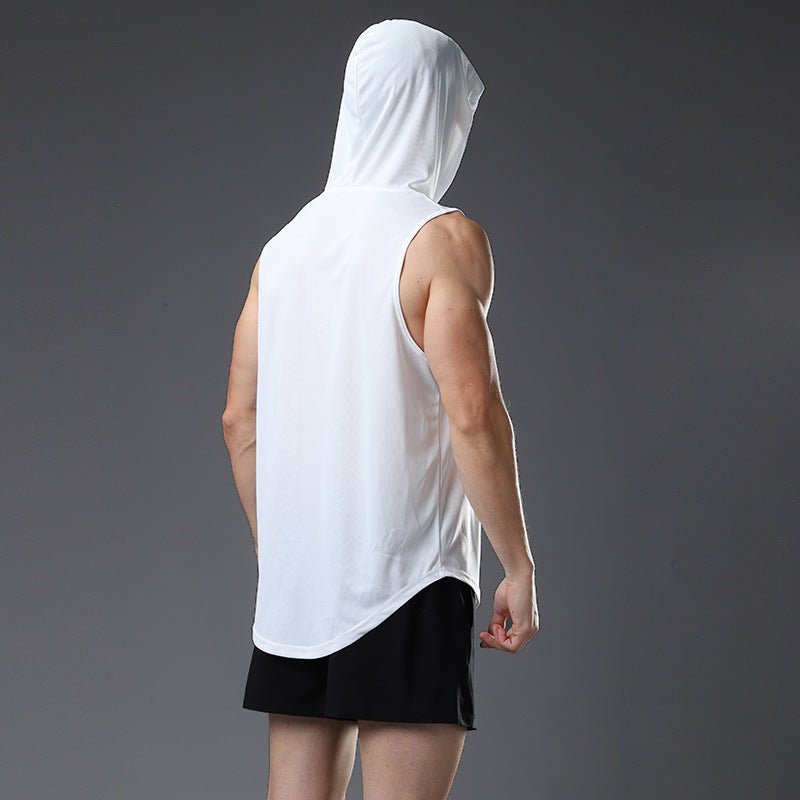 Moisture Wicking Tank Top Loose Waistcoat Hooded Fitness