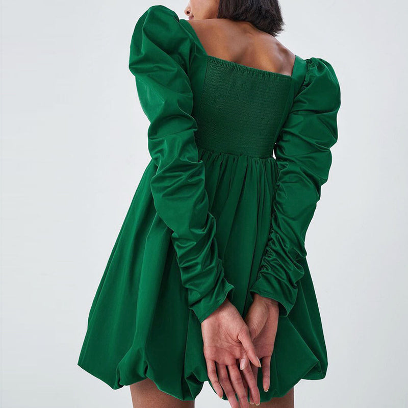 Gloria Vanderbilt Long Sleeve High-Grade Satin Drape Green Pettiskirt