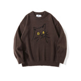 Men Sweater Cat Embroidered Knitwear Sweater Men's Pullover Top