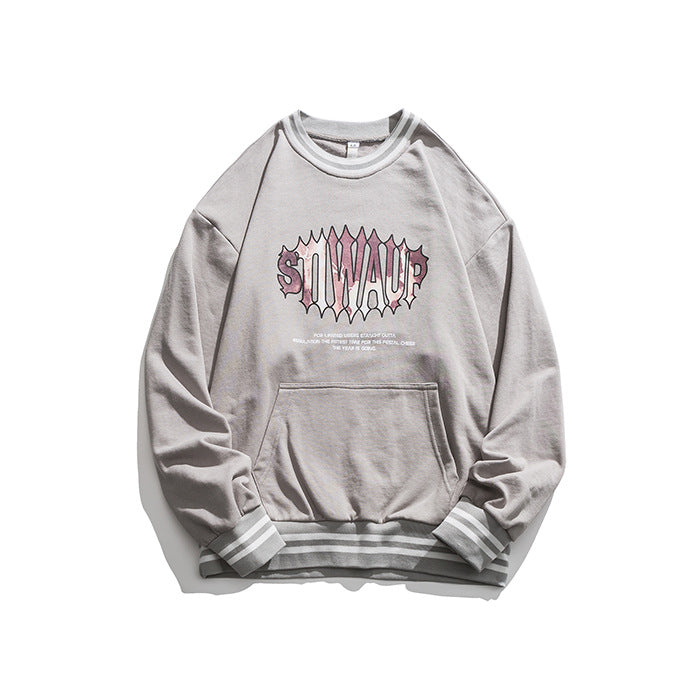 Crew Neck Sweatshirts for Men Men's Clothing Retro Printed Crew Neck Sweatshirt Men's Loose
