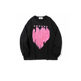 Man Fall Outfits Hip Hop Retro Love Printed Crew Neck Sweatshirt Casual Long-Sleeved Top for Men