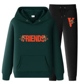 Vlone Hoodie & Pants 2 Piece Set Printed Sweater Casual