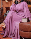 Mauve Dress Bridesmaid Women's Dress Single Breasted Purple Formal Dress High Waist plus Size