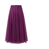 MIDI Mauve Skirt Long Skirt Large Swing Skirt Slimming A- line Skirt Cover Purple Gauze Skirt