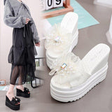 High Heels Slippers Summer Wedge Platform Bow Fashion Slippers