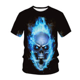 Skull T Shirt Black and White Skull round Neck Printing