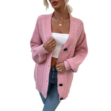 Women's Cardigan Knit Sweater Autumn and Winter Knitted Cardigan Twist Sweater Women's Coat