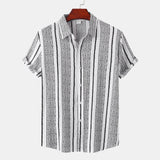 Camp Collar Shirt Color Contrast Patchwork Printed Short Sleeve