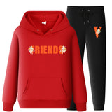 Vlone Hoodie & Pants 2 Piece Set Printed Sweater Casual