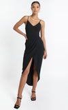 MIDI Mauve Wrap Dress Spring/Summer Solid Color Strap Sleeveless High Waist Pleating Women's Formal Dress
