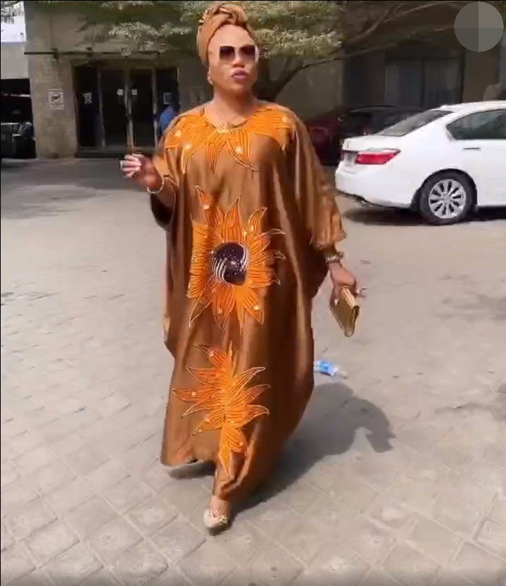 African Dashiki Dress round Neck Printed plus Size Long Dress