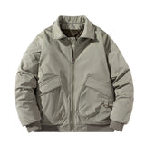 Varsity Jacket Retro Lapels Cotton Jacket Men'S Solid Color