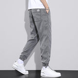 Cuffed Cargo Pants Tencel Cropped Jeans Summer Loose Tappered Breathable Thin Casual Ice Silk Workwear Pants Men