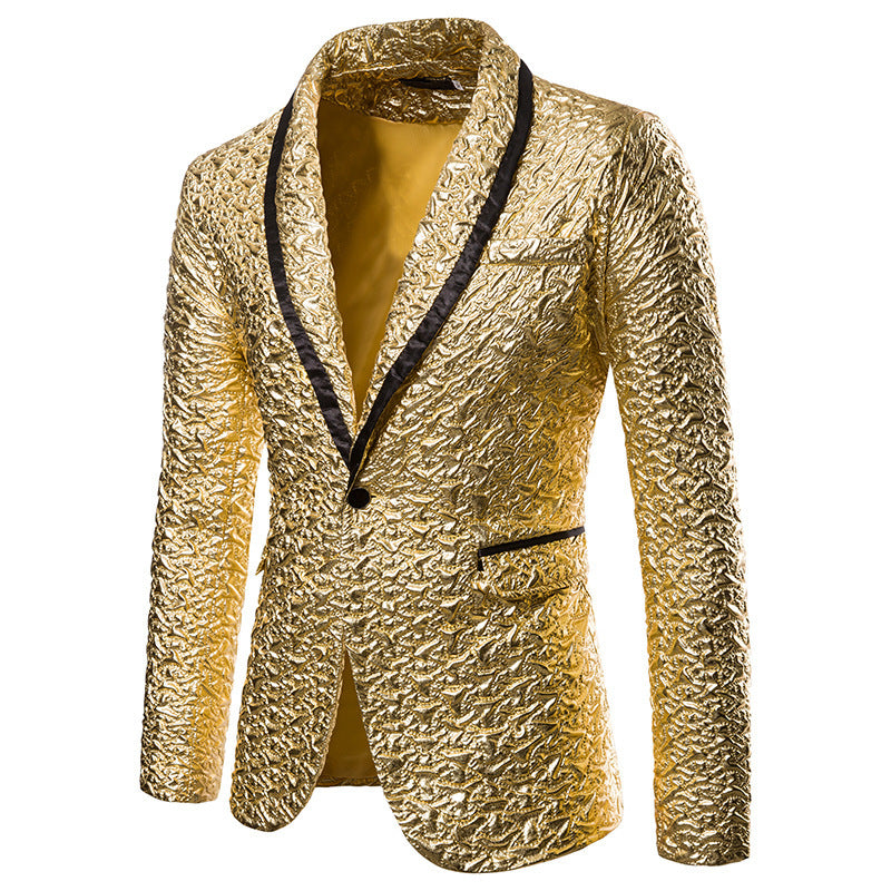 Men Prom Outfits Gilded Pleated Solid Color