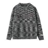 Men Sweater Letter Embroidery Vintage Sweater Men's Pullover