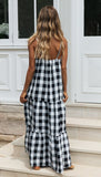 Kendall Jenner Wedding Guest Dress Fashion Plaid Strap Dress Backless