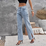 Gloria Vanderbilt Jeans Mid-Rise Straight-Leg Pants Solid Color