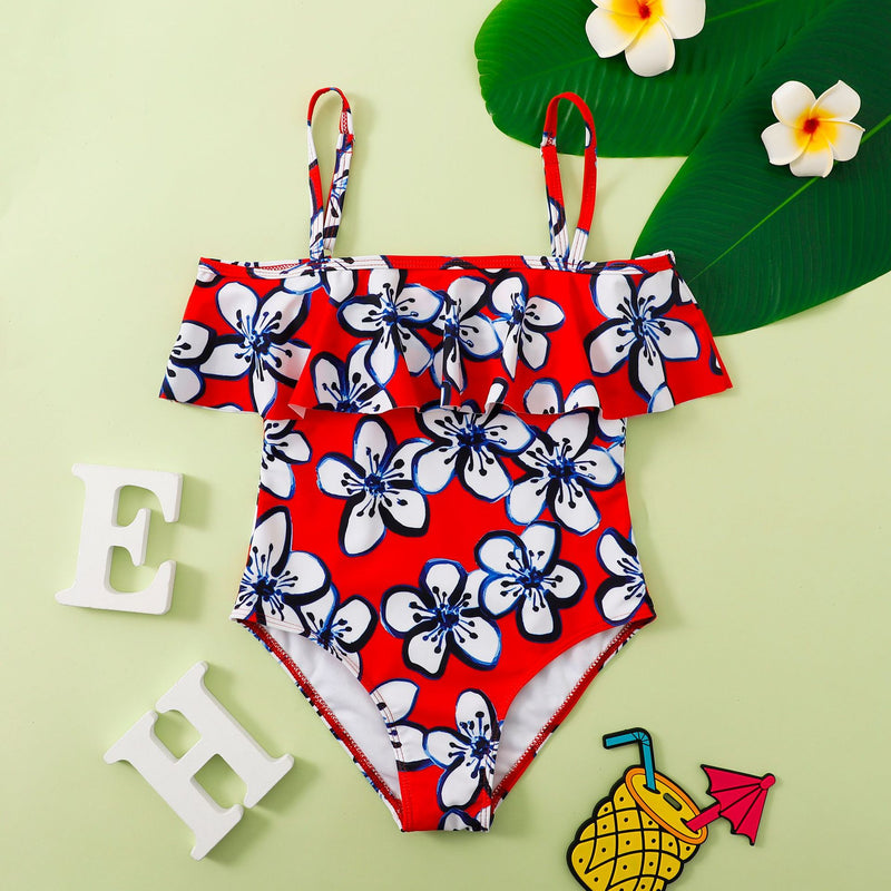 Children Swimsuit Children's Swimsuit Flounced Printed One-Piece Swimsuit