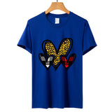 Valentine 'S Day T Shirts Couples Leopard Print Heart Printing Loose Pullover Women
