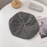 Vintage Check Bucket Hat Chessboard Plaid Beret