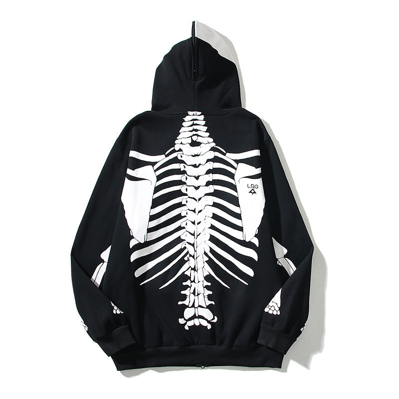 Cardigan Baseball Jacket Skull Bone Print Cardigan Hoodie Coat