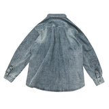 Men Denim Jackets Distressed Workwear Shirt Coat Retro Simple