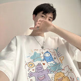 Men T-Shirts Cartoon Print Loose