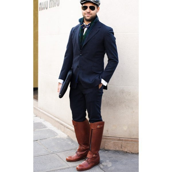 Justin Yellowstone Boots Knight Boots Men'S Buckle Zipper Leather Boots Plus Size Men'S Shoes