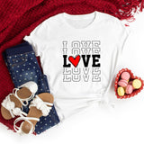 Valentine's Day T Shirts Couples Love Heart Printing Loose Pullover Short Sleeve T-shirt