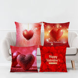 Valentine's Day Pillow Covers 4 Piece Random Styles Together, Love Heart Peach Skin Fabric Valentine's Day Pillow Cover Car Office Sofa Cushion