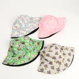 Bucket Hat Fishing Cap Cotton Print Fisherman Hat Cartoon Animation Pattern Outdoor Sun Hat for Men and Women