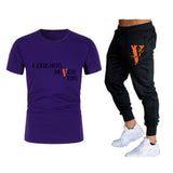 Vlone T Shirts & Pants 2 Piece Set T-Shirt Men'S Suit Printed Sports
