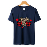 Valentine's Day T Shirts Couples Leopard Print Heart Printing Women's Pullover Short Sleeve T-shirt