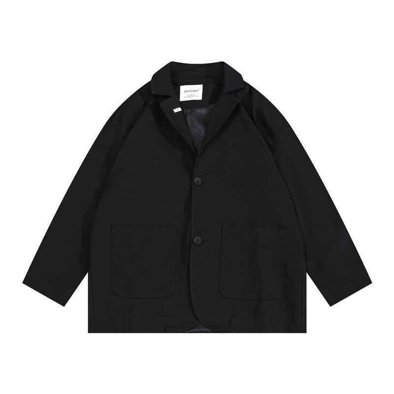 Man Fall Fall Vintage Solid Color Two Button Blazer Loose-Fitting Casual Suit