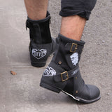 Yellowstone Cowboy Boots Autumn And Winter Vintage Metal Buckle Side Zipper Men'S Large Size Leather Boots