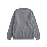 Men Sweater Solid Color Heart Embroidered Sweater Men's round Neck Knitwear Street Tide Brand Pullover