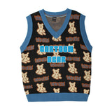 Men Sweater Cartoon Bear Jacquard Sleeveless Sweater Vest Men's Vest Coat