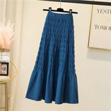 MIDI Mauve Skirt Knitted Skirt A- Line Autumn and Winter