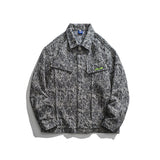 Man Fall Outfis Colorblock Snowflake Denim Jacket Loose Casual Jacket