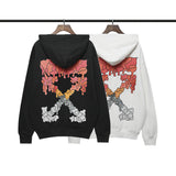 off White Hoodie Autumn and Winter Printed Long-Sleeved Hooded Terry Sweater